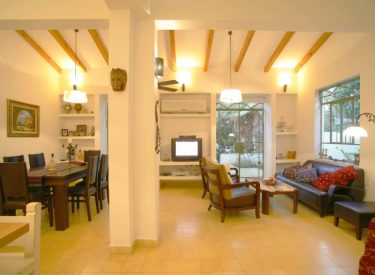 open space with living room, dining table, and kitchen